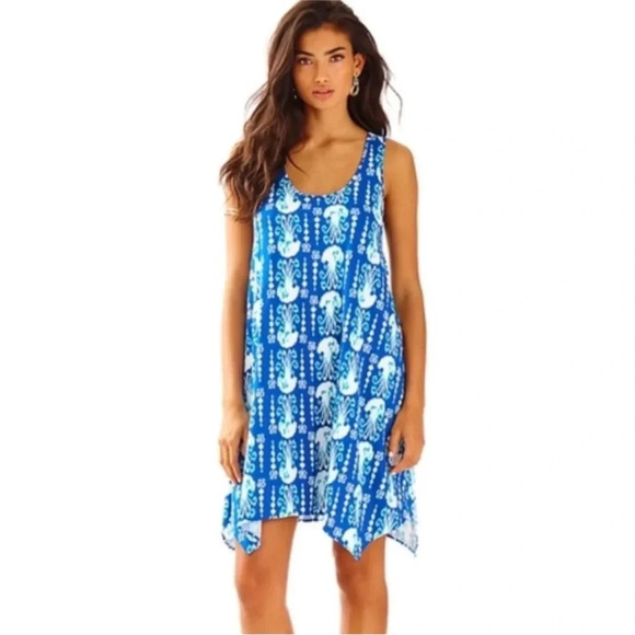Lilly Pulitzer blue jellyfish Melle trapeze dress sz med - Picture 1 of 8